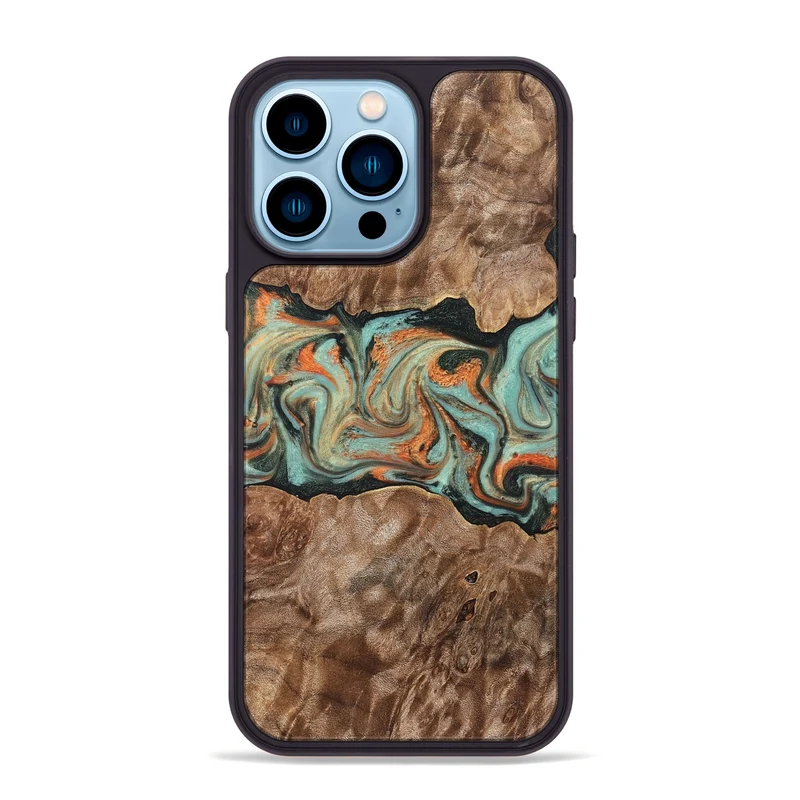 iPhone 14 Pro Max Wood Phone Case - Brandyn (Green, 829395)
