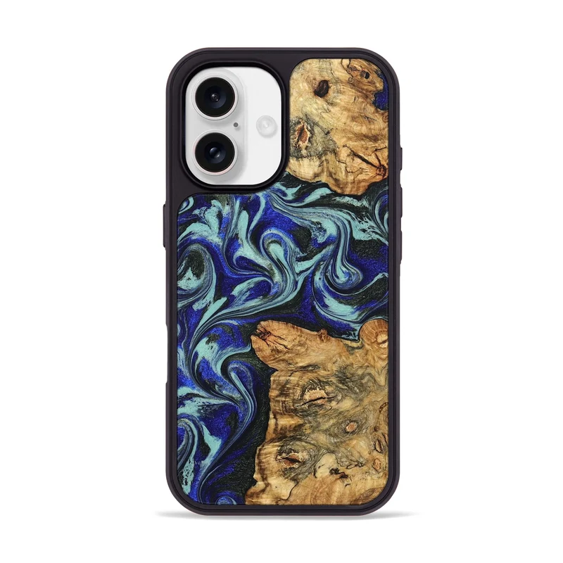 iPhone 17 Wood Phone Case - Ina (Blue, 829397)