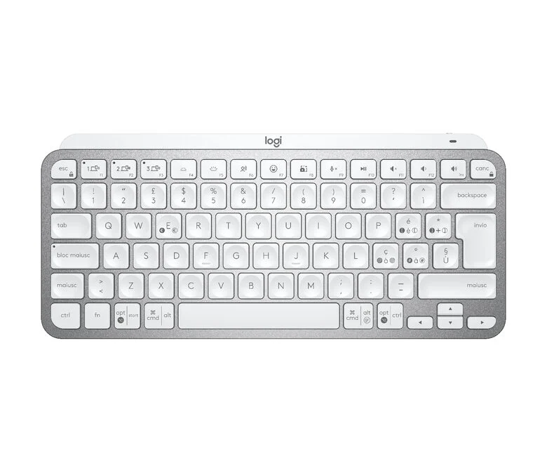 Logitech MX Keys Mini tastiera RF senza fili + Bluetooth QWERTY Italiano Alluminio, Bianco