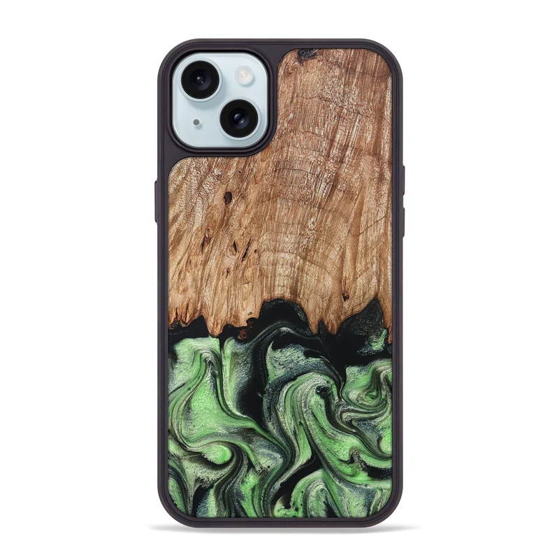 iPhone 15 Plus Wood Phone Case - Maximus (Green, 829389)