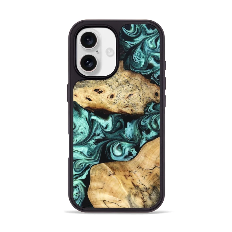 iPhone 17 Wood Phone Case - Kasey (Green, 829390)