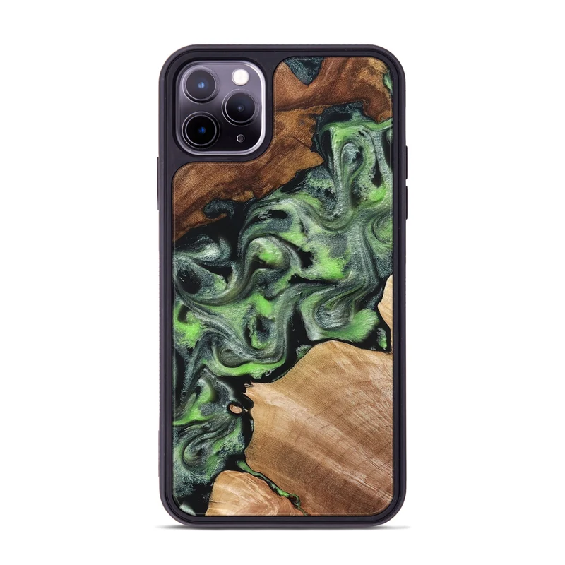 iPhone 11 Pro Max Wood Phone Case - Roni (Green, 829396)