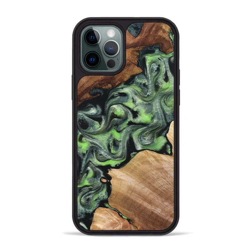 iPhone 12 Pro Max Wood Phone Case - Roni (Green, 829396)