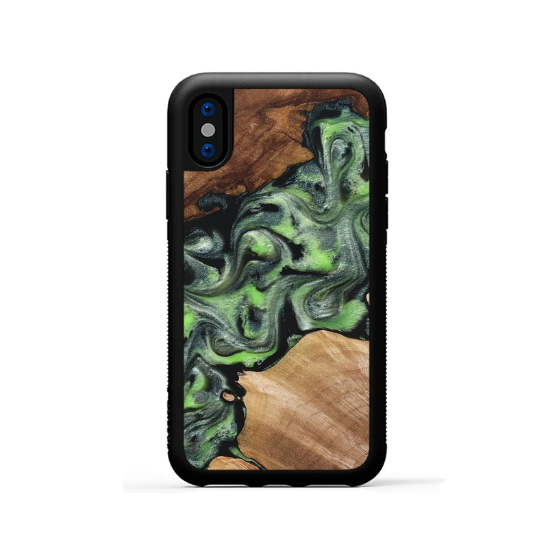 iPhone Xs Wood Phone Case - Roni (Green, 829396)