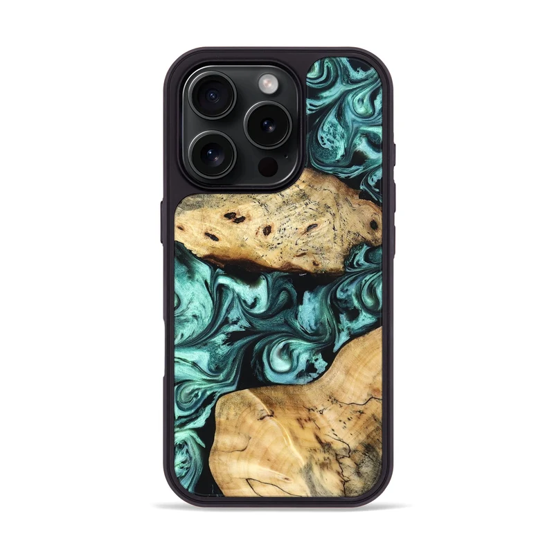 iPhone 16 Pro Wood Phone Case - Kasey (Green, 829390)