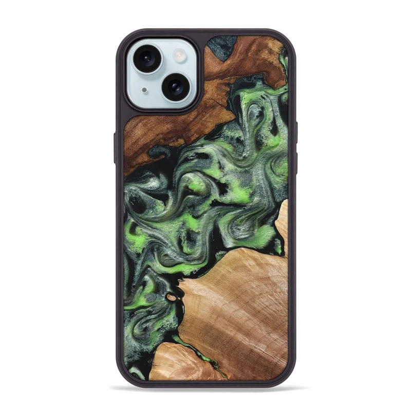 iPhone 15 Plus Wood Phone Case - Roni (Green, 829396)
