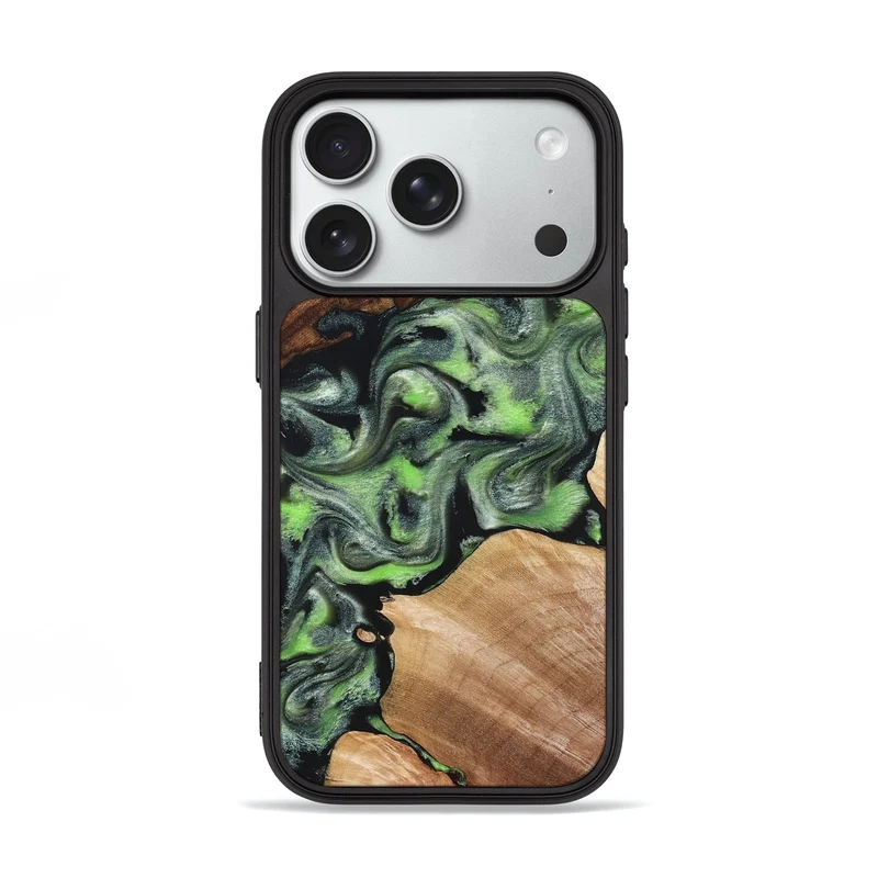 iPhone 18 Pro Wood Phone Case - Roni (Green, 829396)