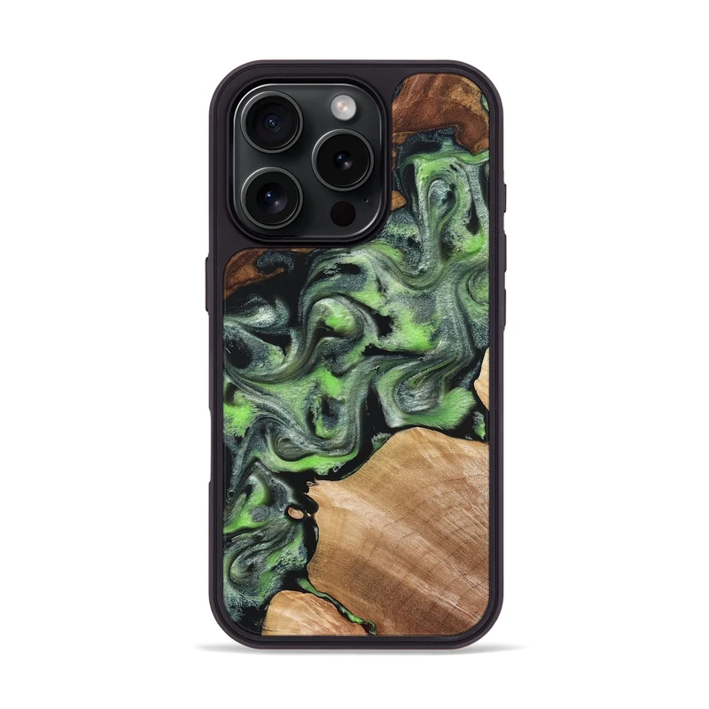 iPhone 16 Pro Wood Phone Case - Roni (Green, 829396)