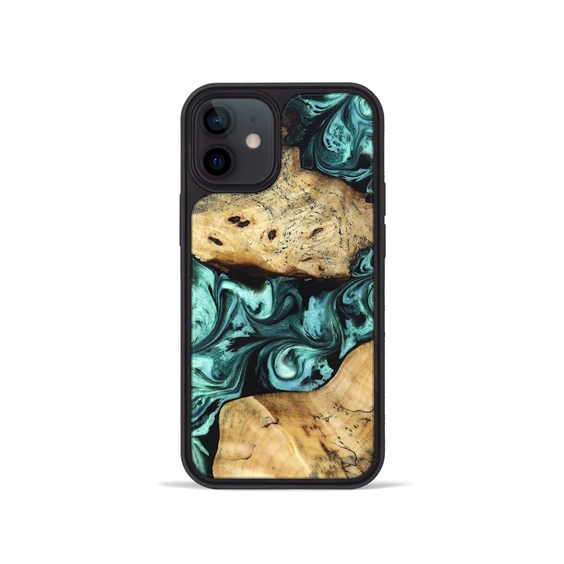 iPhone 12 mini Wood Phone Case - Kasey (Green, 829390)