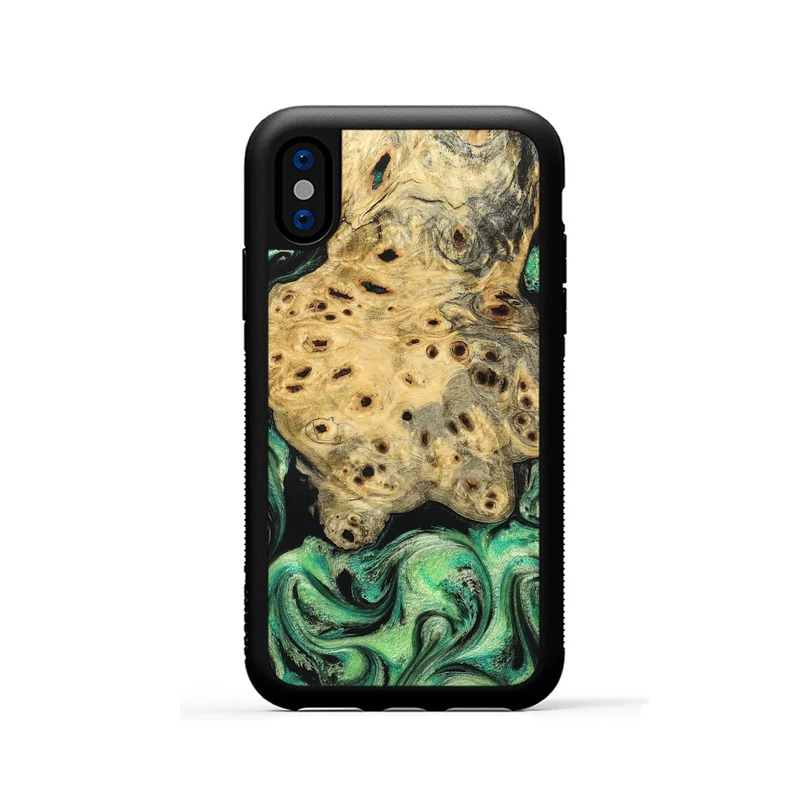 iPhone Xs Wood Phone Case - Stella (Green, 829394)