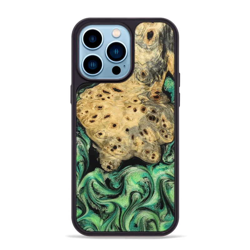 iPhone 14 Pro Max Wood Phone Case - Stella (Green, 829394)