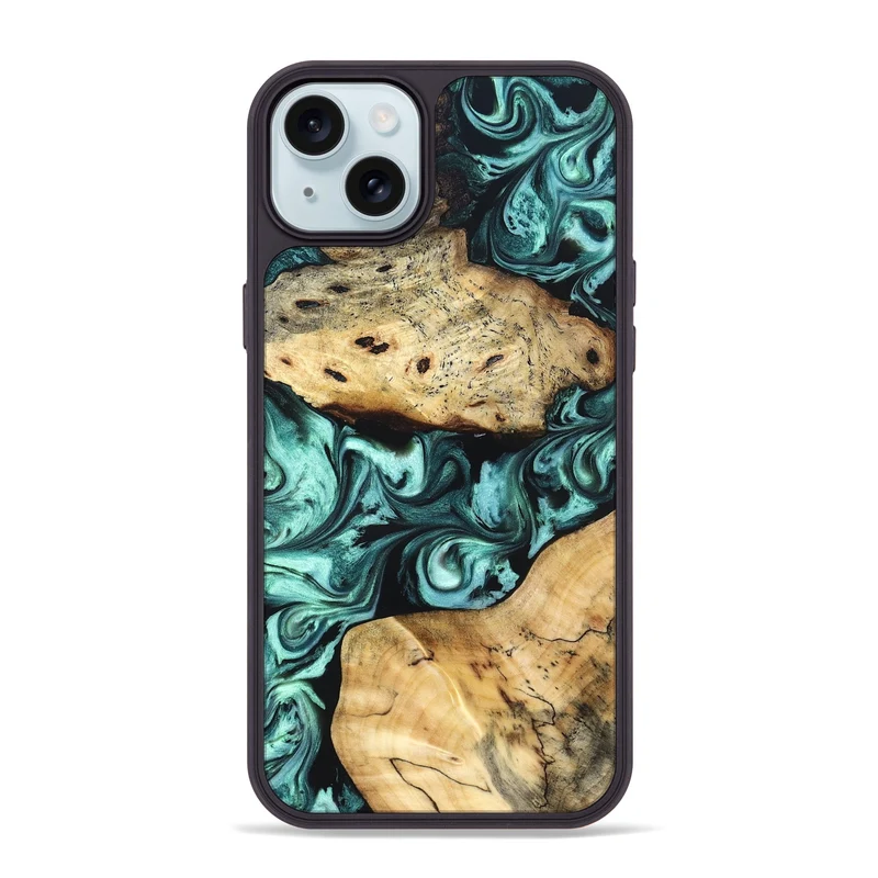 iPhone 15 Plus Wood Phone Case - Kasey (Green, 829390)