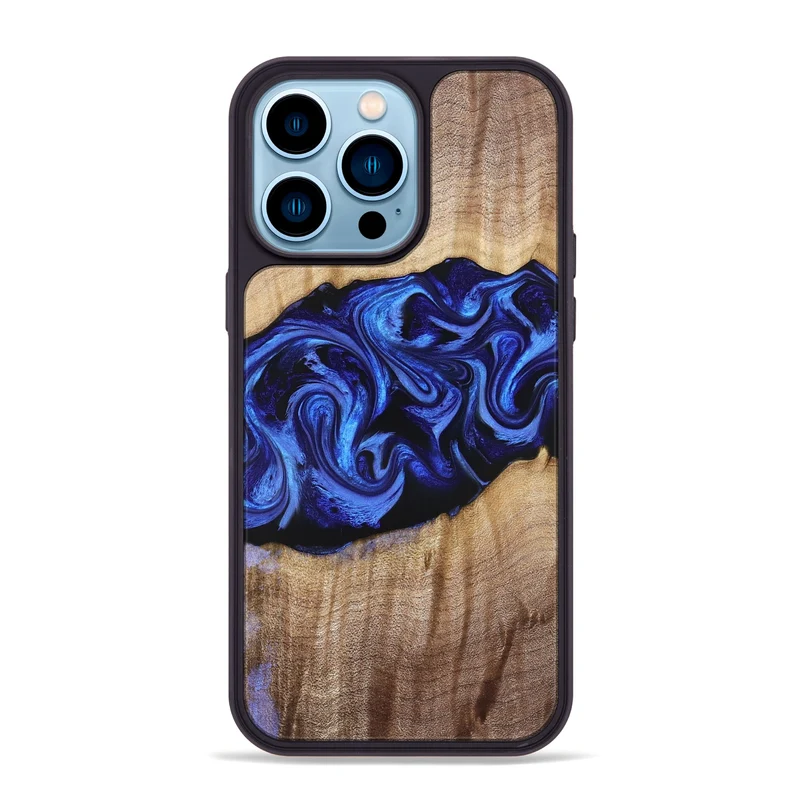 iPhone 14 Pro Max Wood Phone Case - Manilla (Blue, 829384)