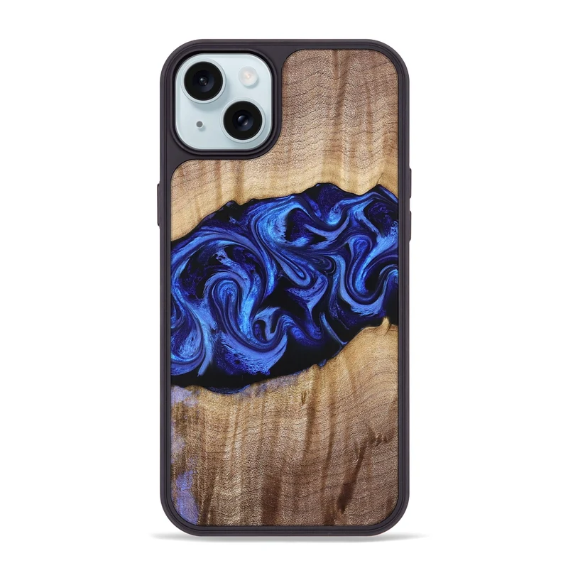 iPhone 15 Plus Wood Phone Case - Manilla (Blue, 829384)