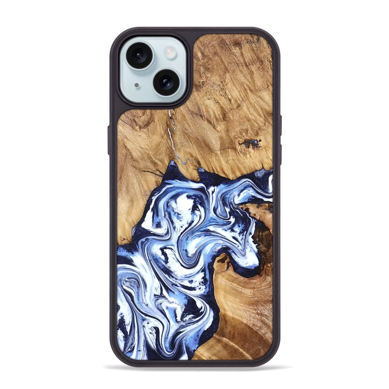 iPhone 15 Plus Wood Phone Case - Paxton (Blue, 829358)