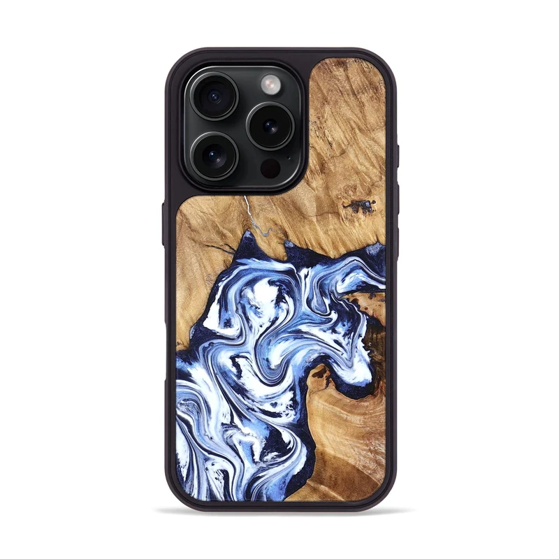 iPhone 16 Pro Wood Phone Case - Paxton (Blue, 829358)