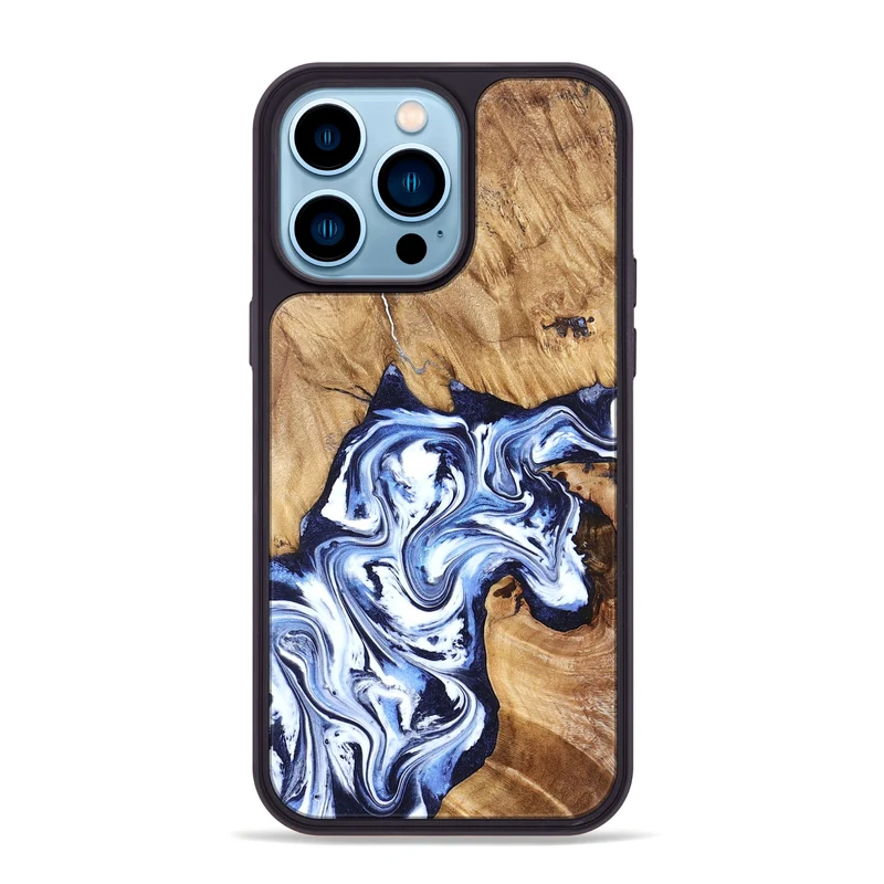 iPhone 14 Pro Max Wood Phone Case - Paxton (Blue, 829358)