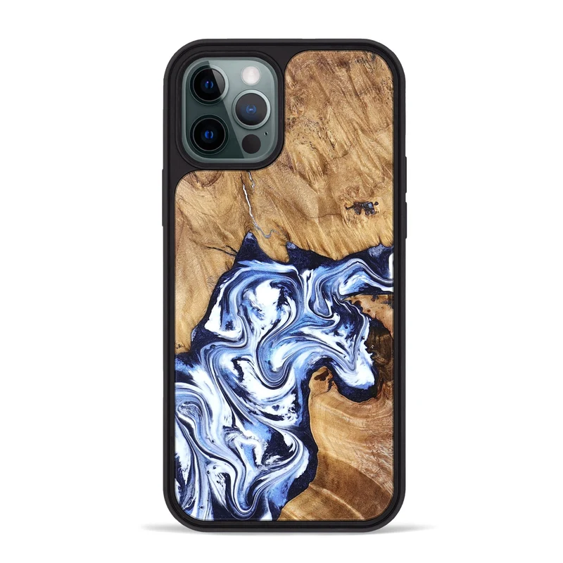 iPhone 12 Pro Max Wood Phone Case - Paxton (Blue, 829358)