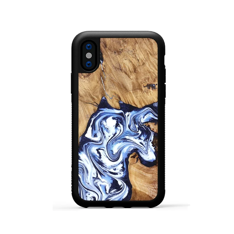 iPhone Xs Wood Phone Case - Paxton (Blue, 829358)