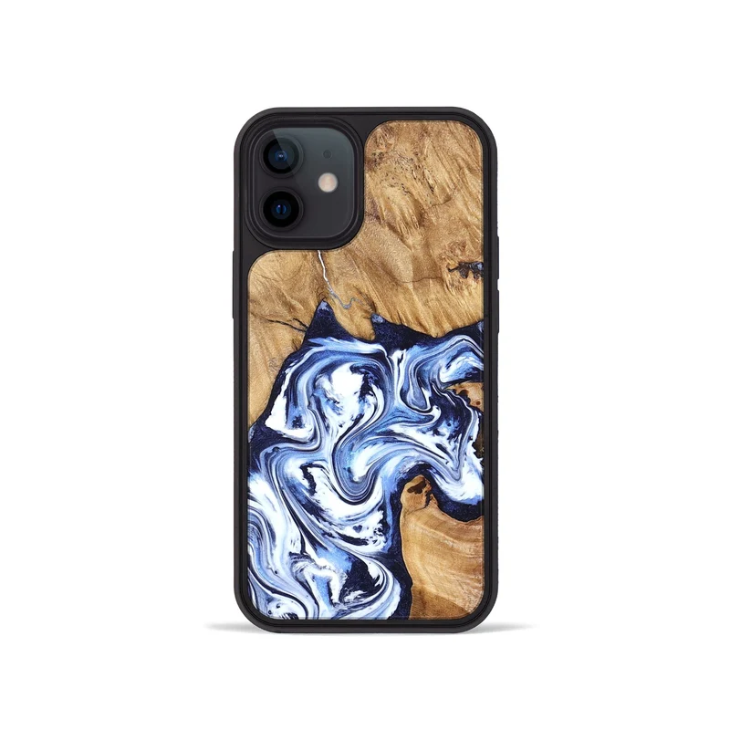 iPhone 12 mini Wood Phone Case - Paxton (Blue, 829358)
