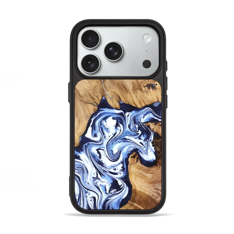 iPhone 18 Pro Wood Phone Case - Paxton (Blue, 829358)