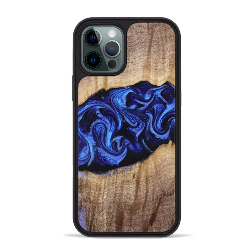 iPhone 12 Pro Max Wood Phone Case - Manilla (Blue, 829384)