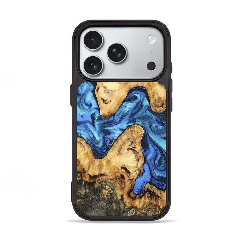 iPhone 18 Pro Wood Phone Case - Benson (Blue, 829379)