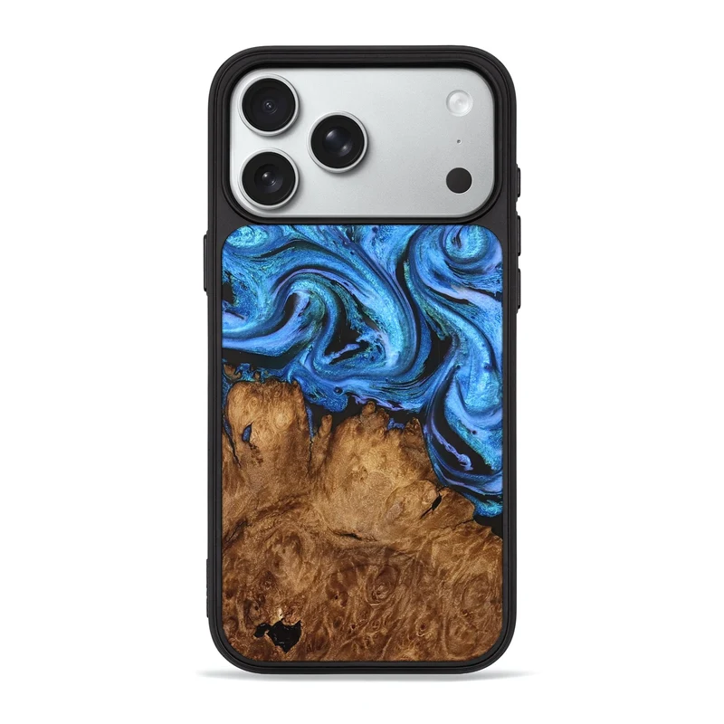 iPhone 18 Pro Max Wood Phone Case - Leah (Blue, 829387)