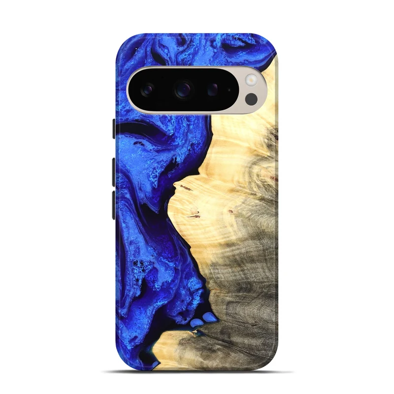 Pixel 9 Pro Wood Live Edge Phone Case - Carey (Blue, 829497)