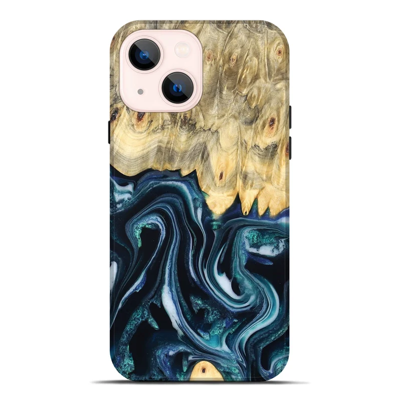 iPhone 14 Plus Wood Live Edge Phone Case - Esta (Blue, 829480)