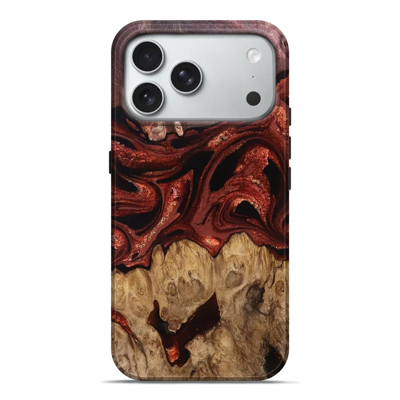 iPhone 18 Pro Max Wood Live Edge Phone Case - Freyja (Red, 829456)