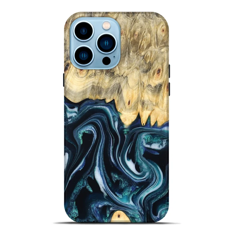 iPhone 14 Pro Max Wood Live Edge Phone Case - Esta (Blue, 829480)