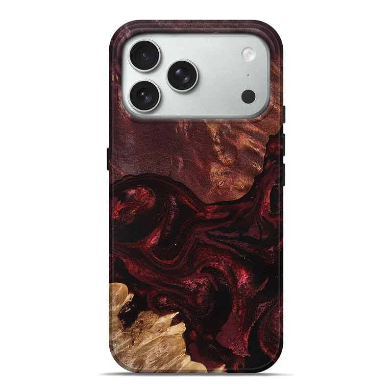 iPhone 18 Pro Max Wood Live Edge Phone Case - David (Red, 829472)