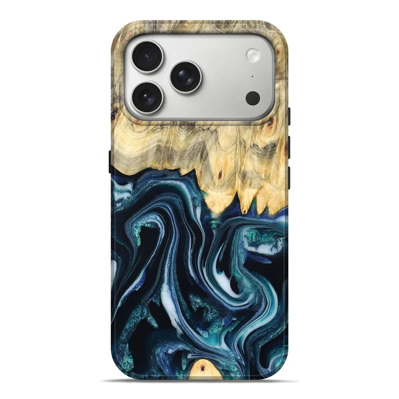 iPhone 17 Pro Max Wood Live Edge Phone Case - Esta (Blue, 829480)