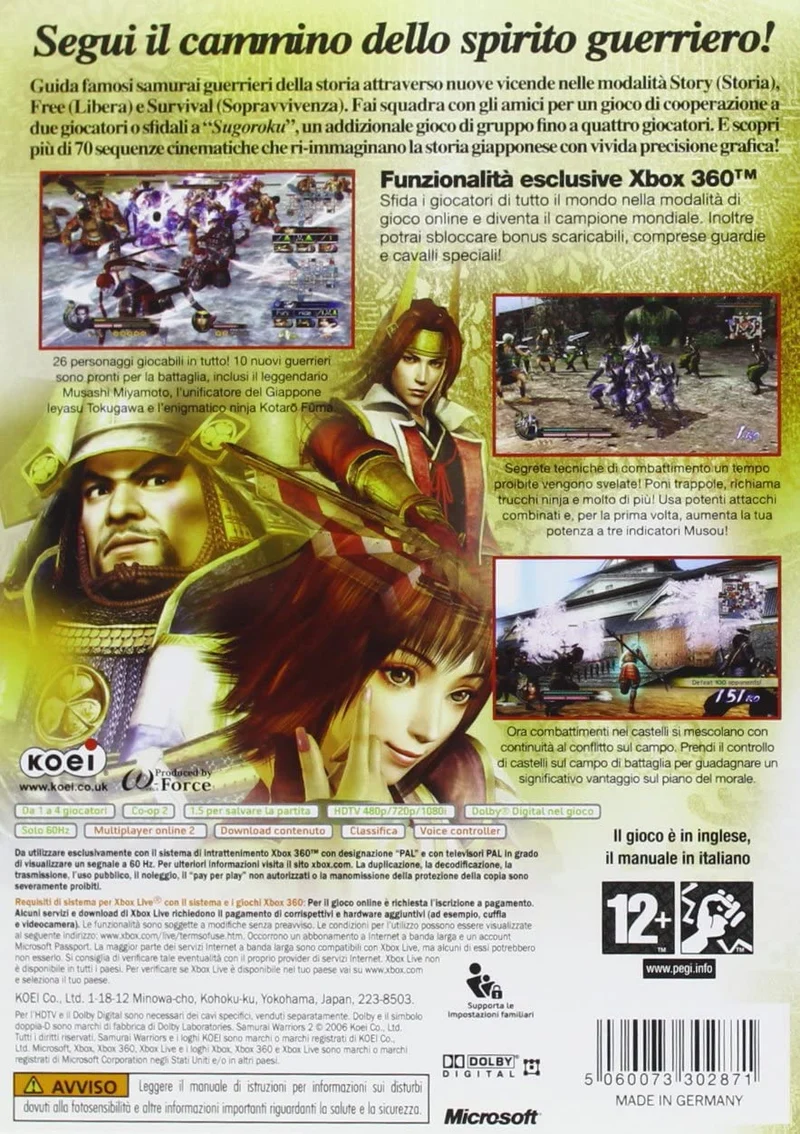 SAMURAI WARRIORS 2 XBOX 360 EDIZIONE ITALIANA