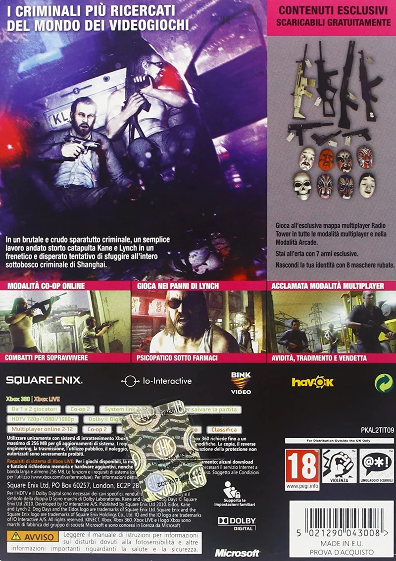 KANE & LYNCH 2 DOG DAYS LIMITED EDITION XBOX 360 EDIZIONE ITALIANA