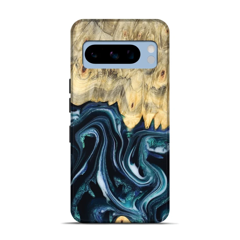 Pixel 8 Pro Wood Live Edge Phone Case - Esta (Blue, 829480)