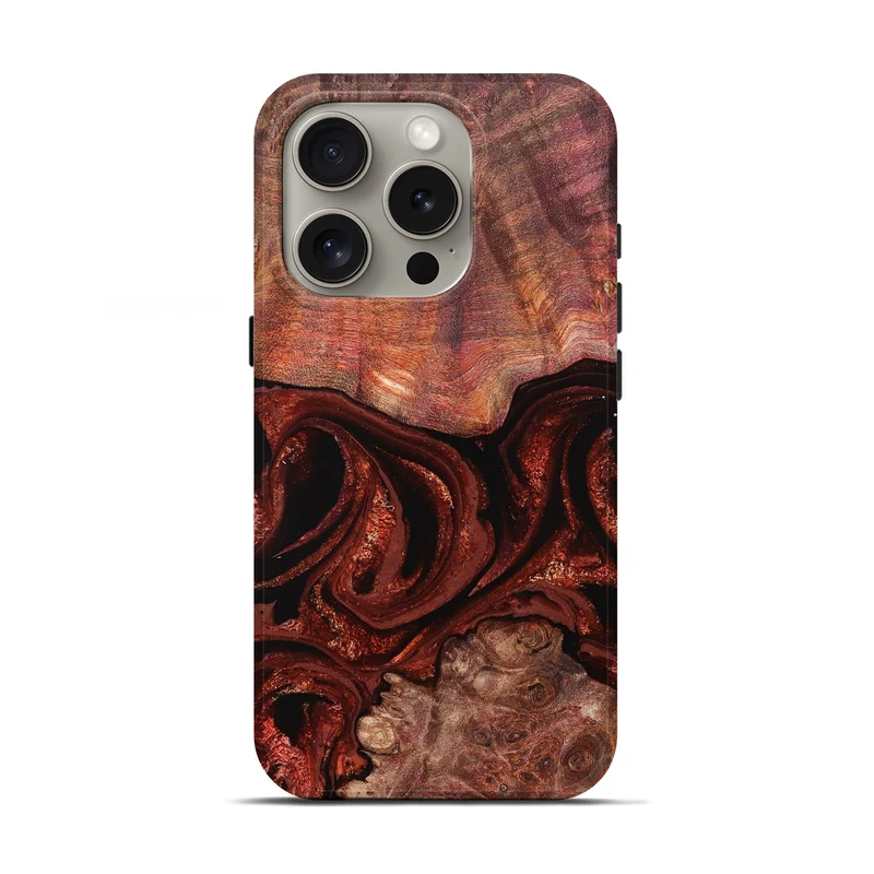 iPhone 16 Pro Wood Live Edge Phone Case - Chosen (Red, 829464)