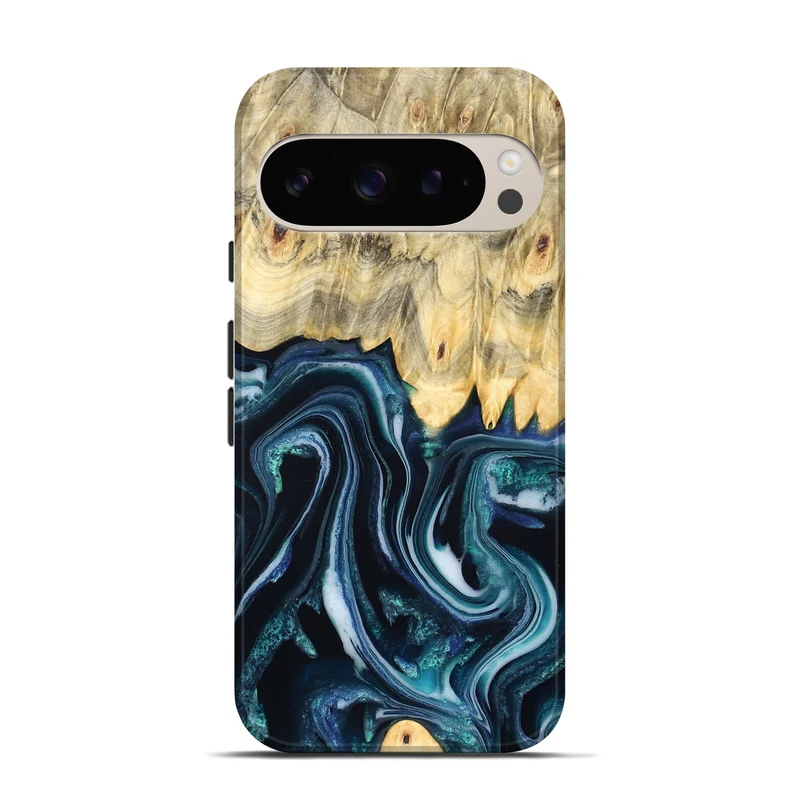 Pixel 9 Wood Live Edge Phone Case - Esta (Blue, 829480)