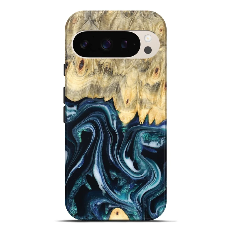 Pixel 9 Pro XL Wood Live Edge Phone Case - Esta (Blue, 829480)