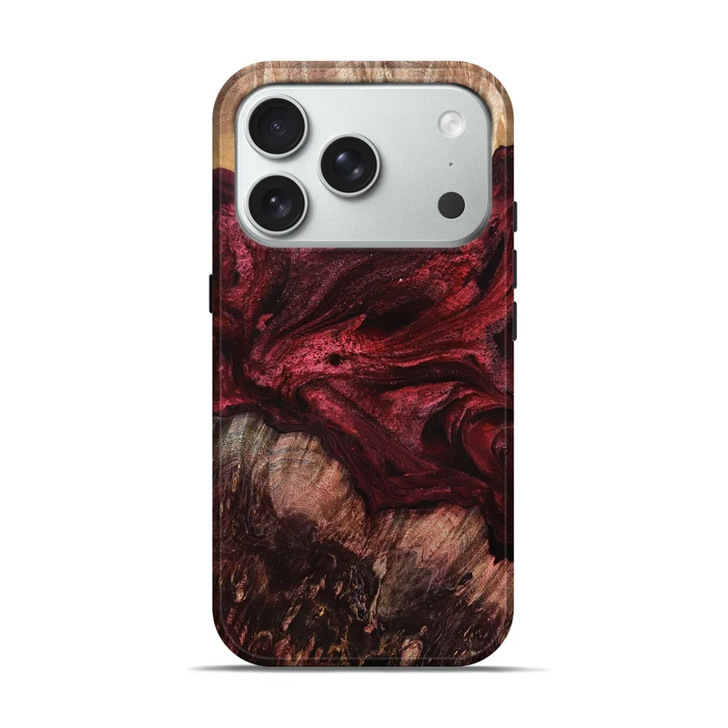 iPhone 18 Pro Wood Live Edge Phone Case - Jireh (Red, 829469)