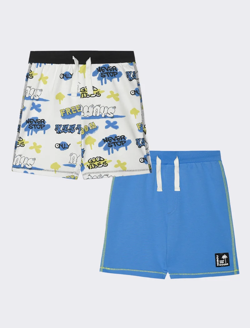 Bermuda 2 pack in felpa da bambino - Bianco