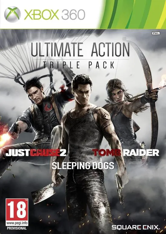 ULTIMATE ACTION TRIPLE PACK - JUST CAUSE 2 - SLEEPING DOGS - TOMB RIDER - XBOX 360 EDIZIONE ITALIANA