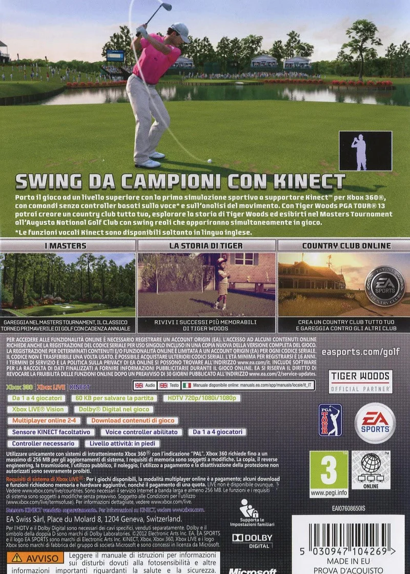 TIGER WOODS PGA TOUR 13 XBOX 360 EDIZIONE ITALIANA