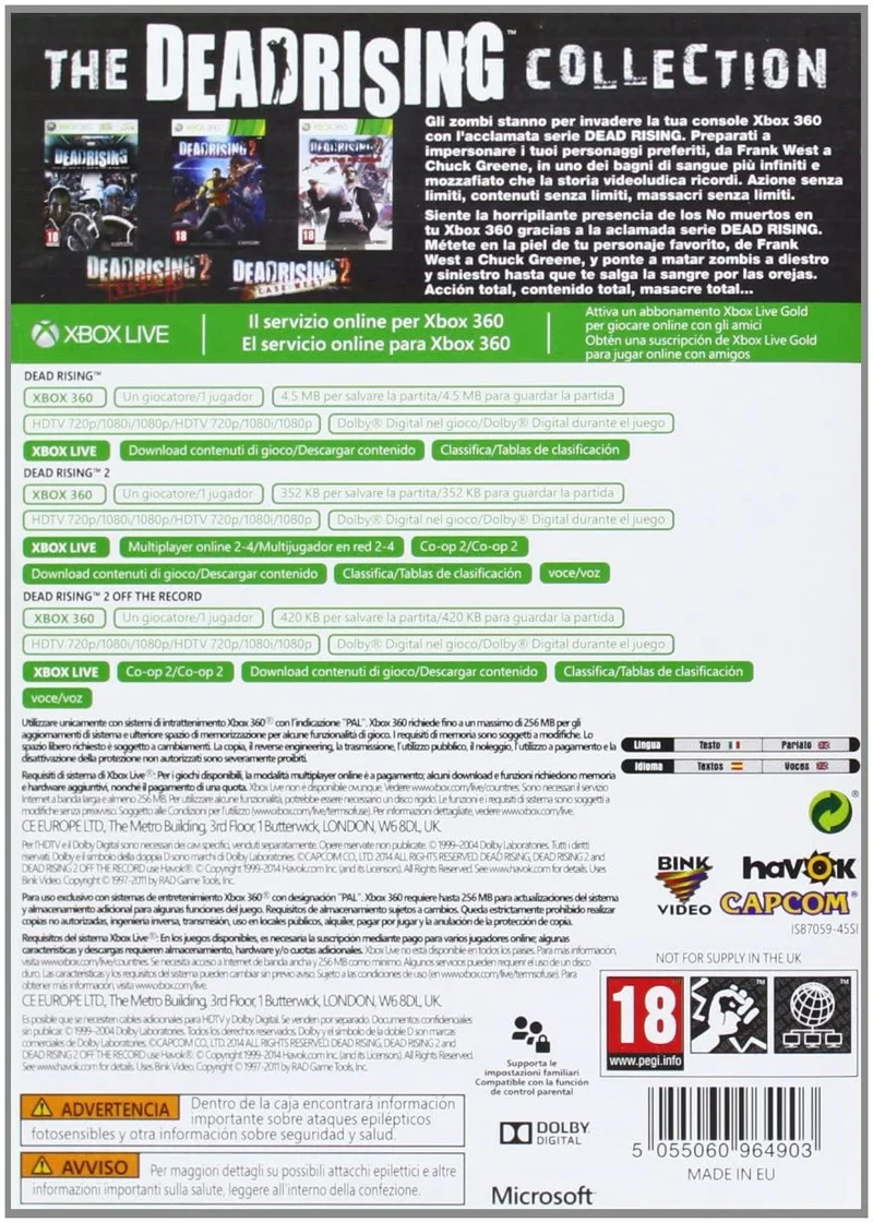 THE DEAD RISING COLLECTION XBOX 360 EDIZIONE ITALIANA
