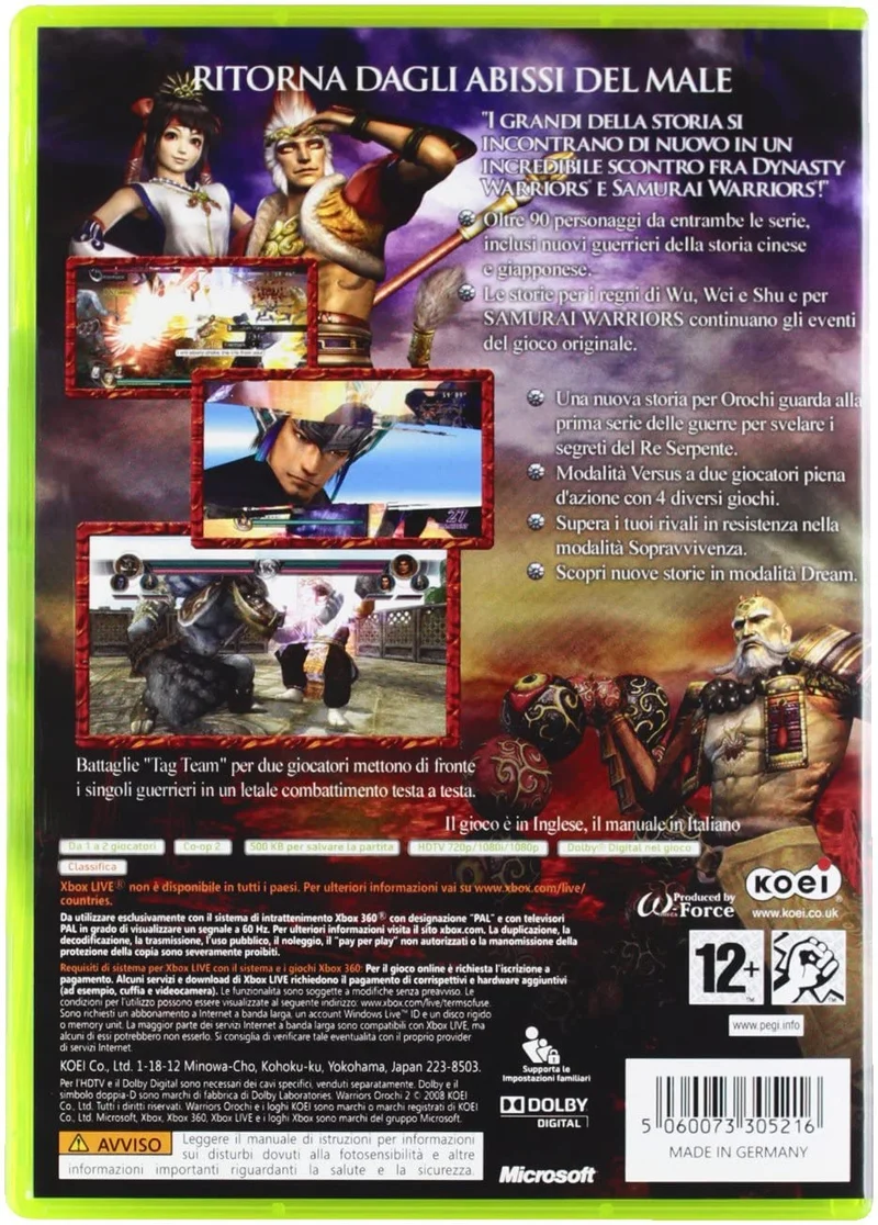 WARRIORS OROCHI 2 XBOX 360 EDIZIONE ITALIANA