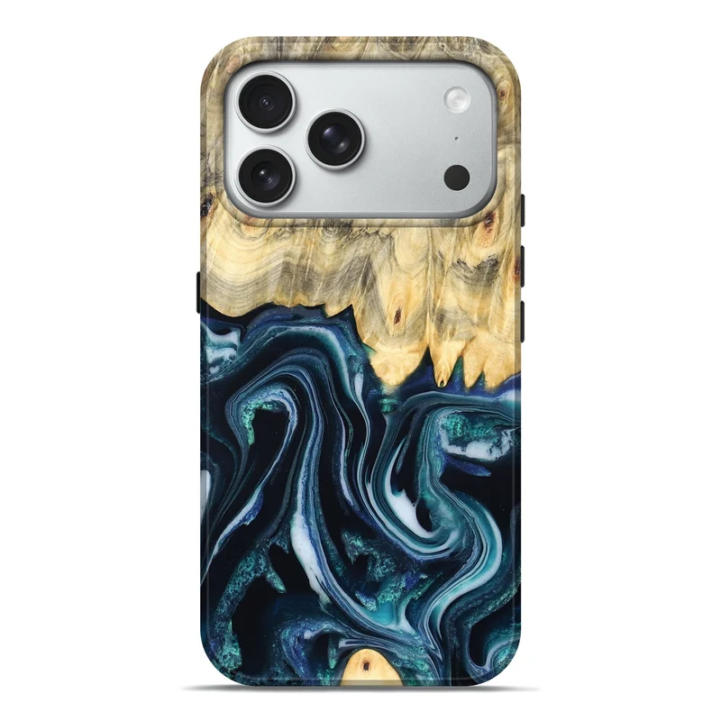 iPhone 18 Pro Max Wood Live Edge Phone Case - Esta (Blue, 829480)