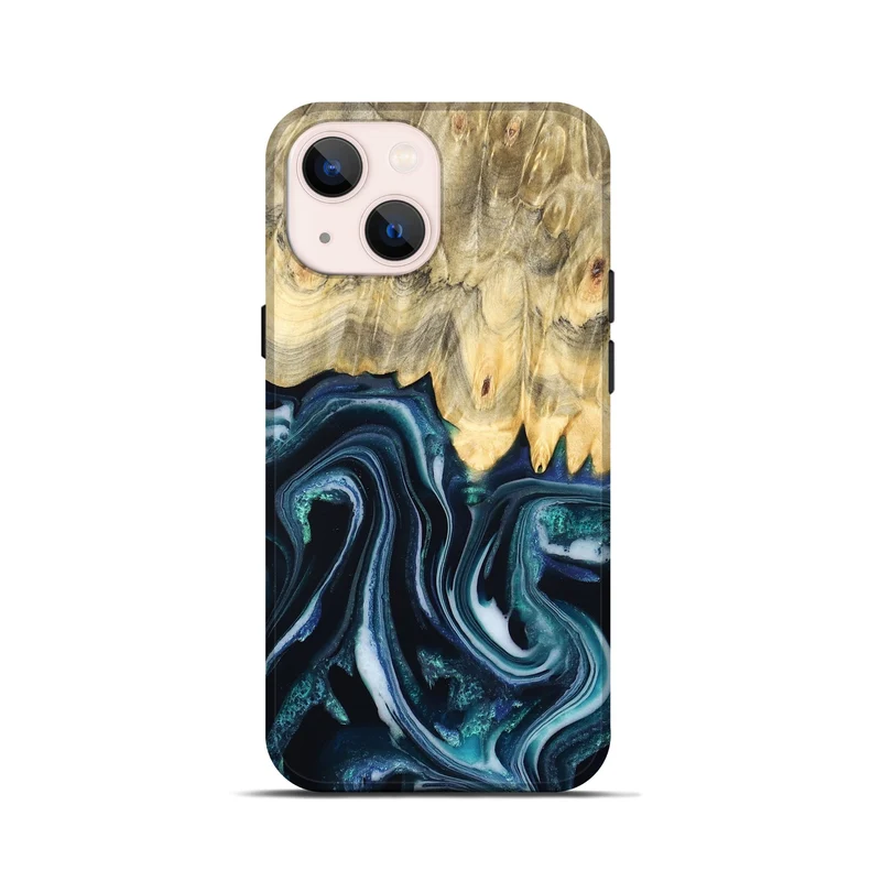 iPhone 13 mini Wood Live Edge Phone Case - Esta (Blue, 829480)
