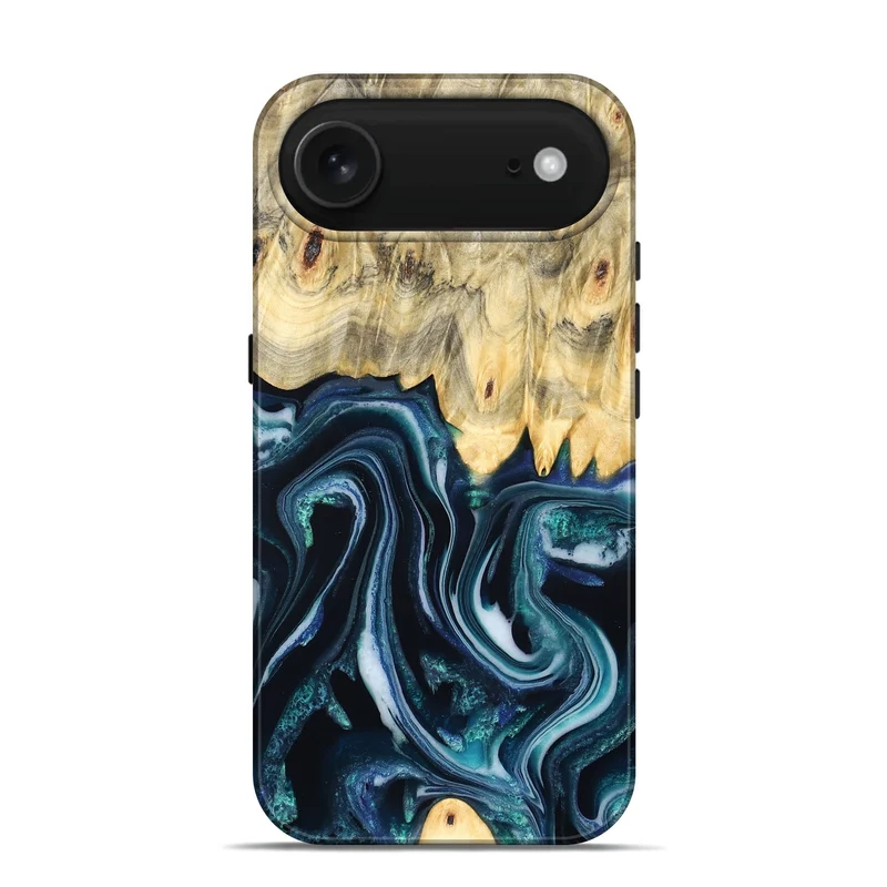 iPhone 17 Air Wood Live Edge Phone Case - Esta (Blue, 829480)