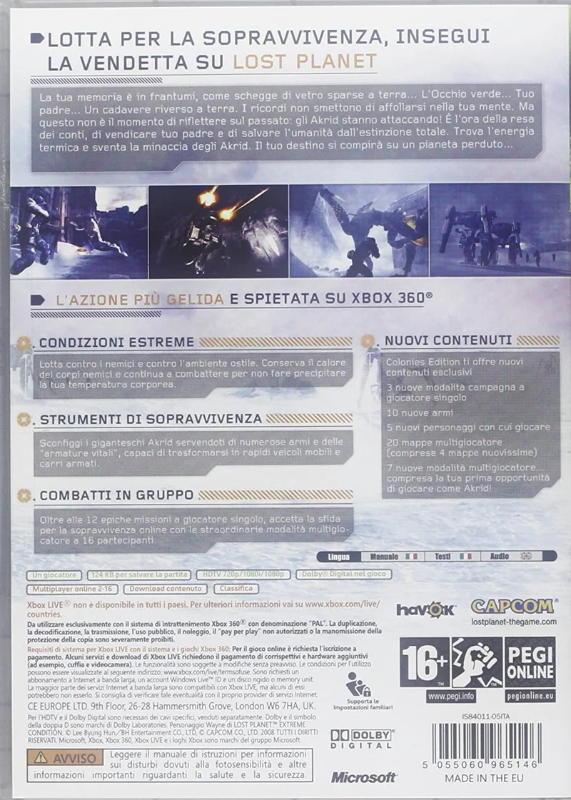 LOST PLANET EXTREME CONDITION CLASSICS XBOX 360 EDIZIONE ITALIANA